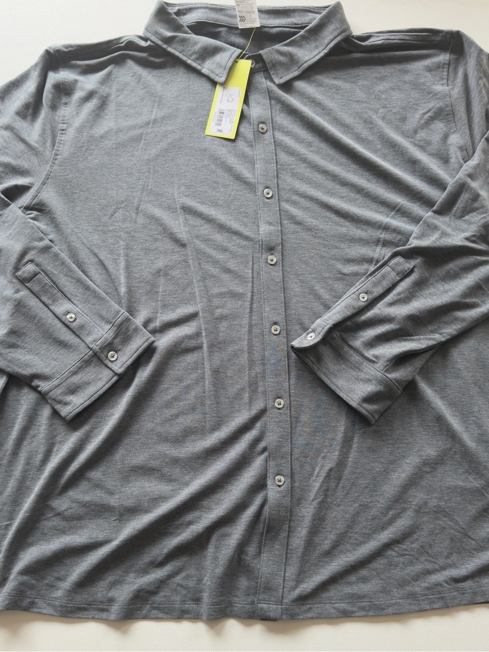 NWT all in motion Men's Grey Long-Sleeve Button-Up Shirt Size 3XL (KB7)